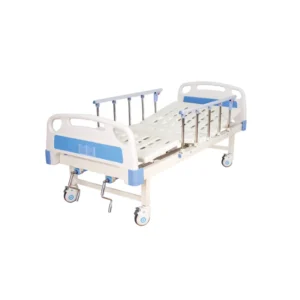Double crank medical bed with removable white ABS headboard and footboard