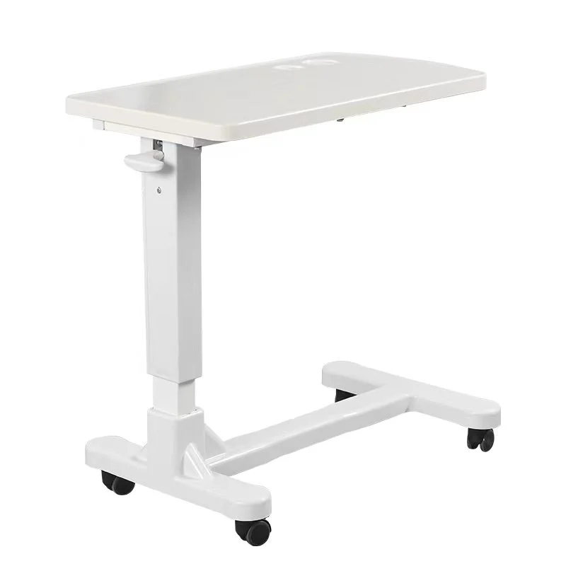 Pneumatic-Height-Adjustable-Medical-Table-ABS-Desktop height-adjustable medical table (840-1040mm) with ABS desktop, pneumatic lift, steel frame, locking casters for hospital dining/therapy use