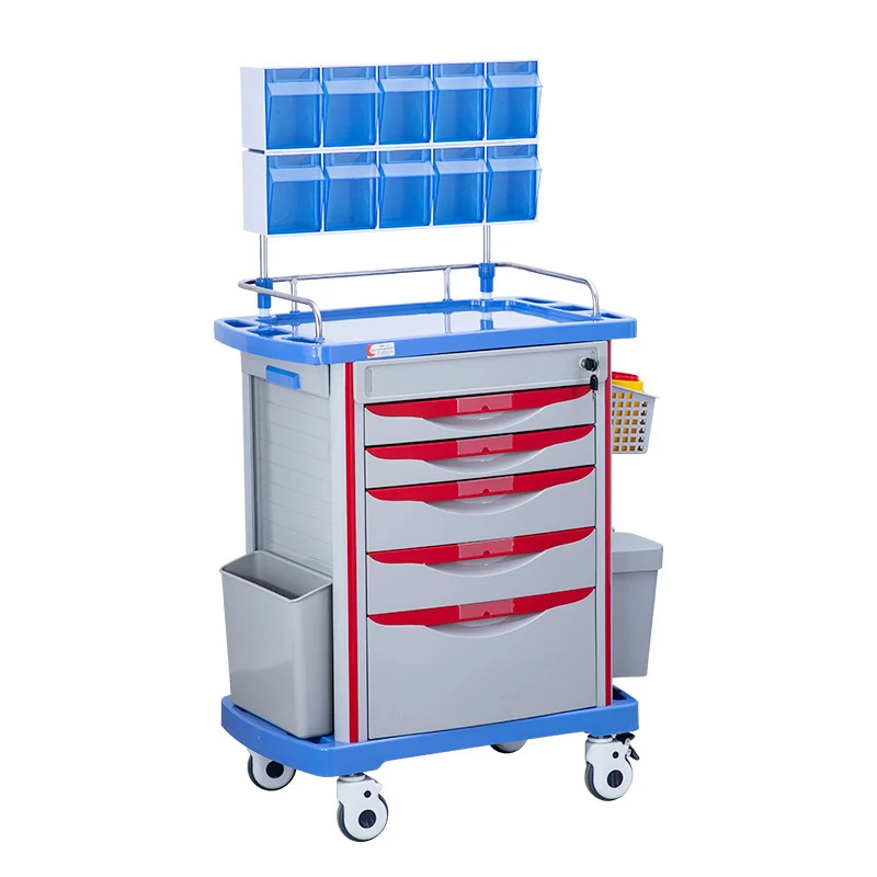 Surgical anesthesia cart with 5-tier ABS drawer system Medical ABS anesthesia cart with 5 drawers