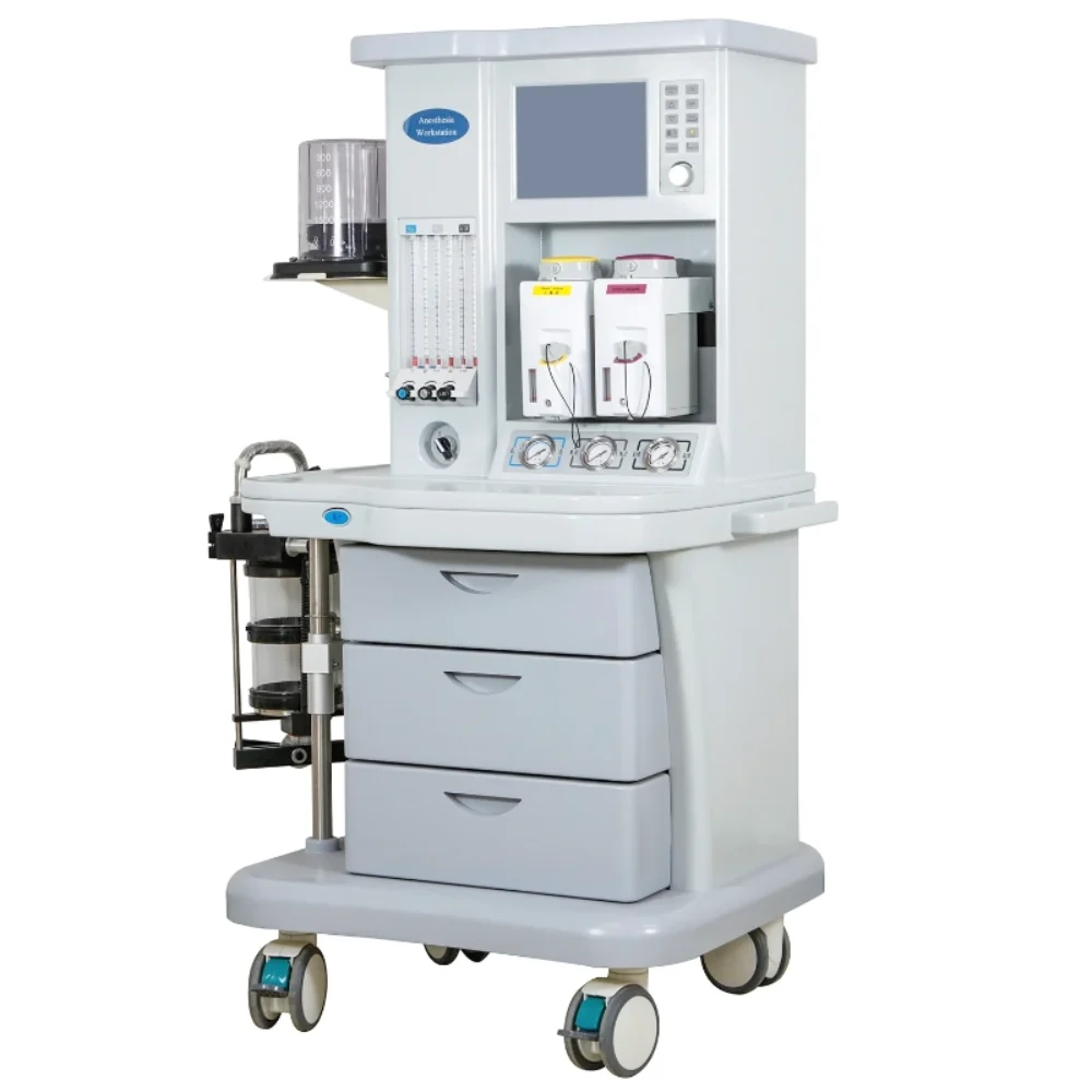 semi-closed-anesthesia-system-six-gas-flowmeter-vaporizers Six Tube O2/N2O/Air Flow Meter and Dual Precision Vaporizers (Isoflurane/Halothane/Sevoflurane)