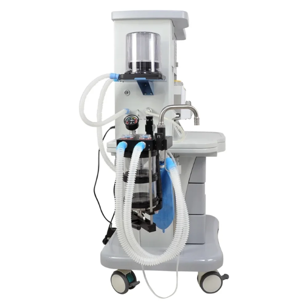 veterinary-anesthesia-system-24hr-trending-wheels Portable Semi-Open Anesthesia Machine w/ 4 Wheels, Adjustable I/E Ratio & High-Luminance Display